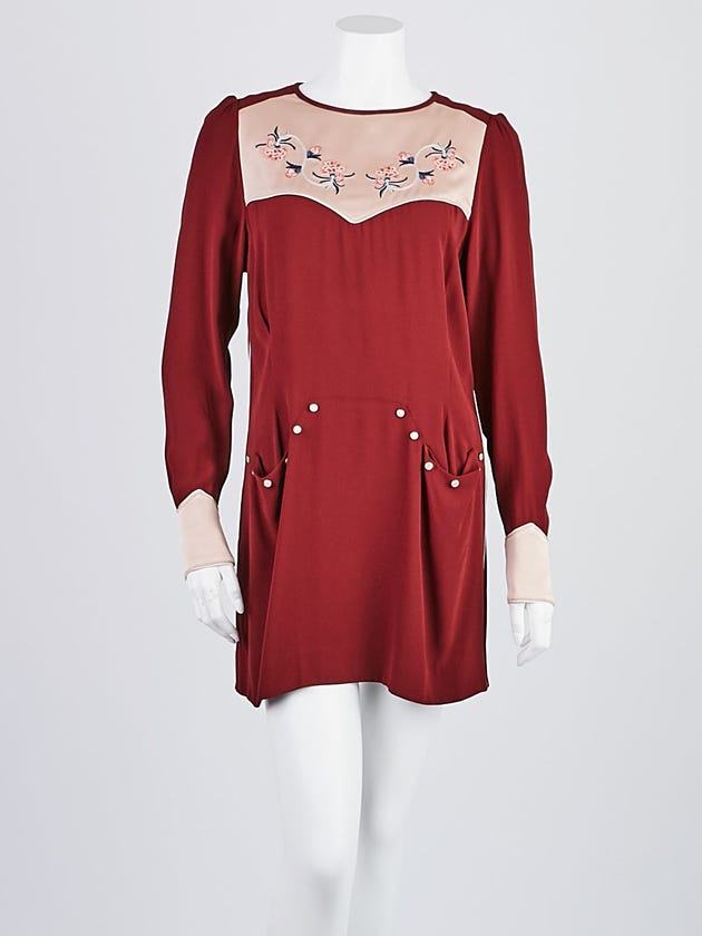 Isabel Marant Red Viscose Blend Embroidered Dress Size 8/40