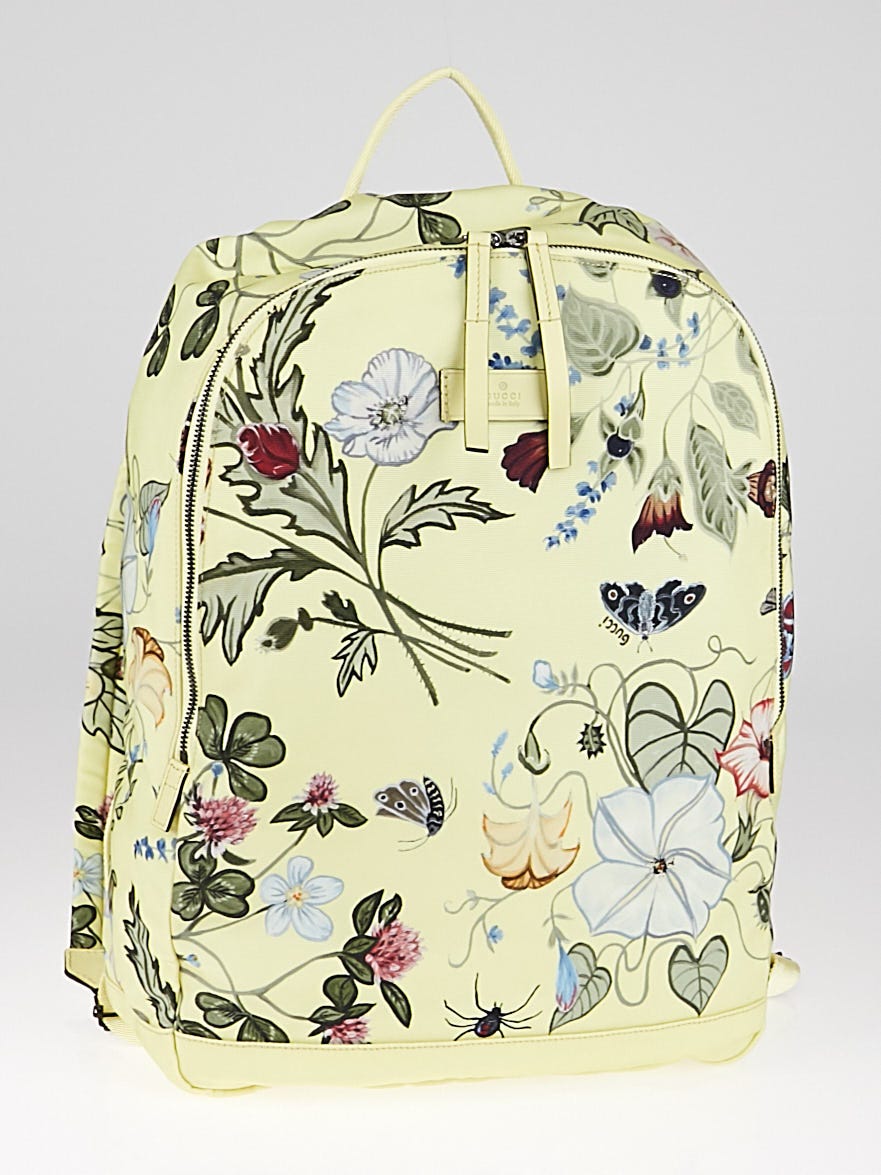 Gucci Limited Edition Yellow Coated Canvas Flora Knight Backpack