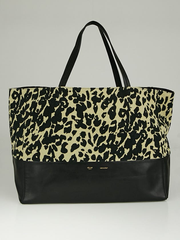 Celine Leopard Print Canvas and Leather Horizontal Cabas Tote Bag