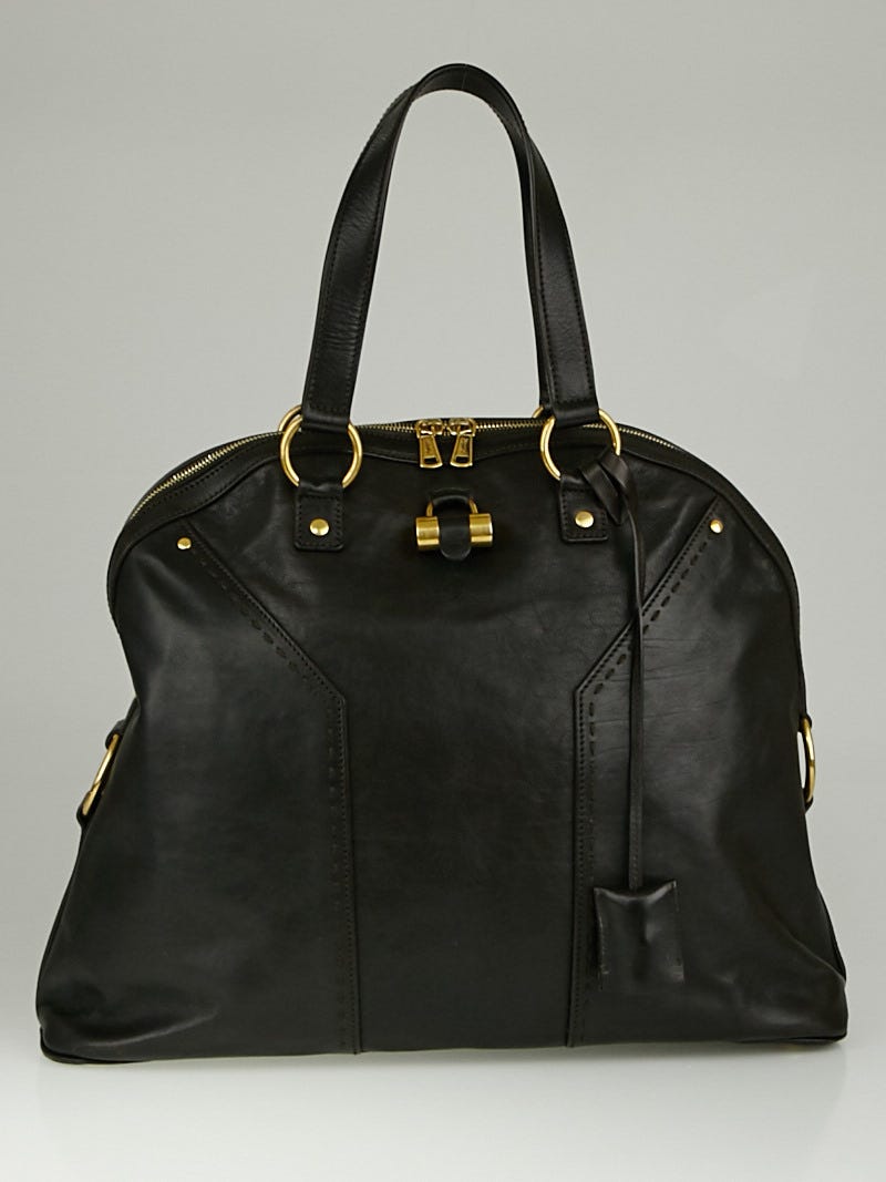 Yves Saint Laurent Dark Chocolate Leather Oversized Muse Bag