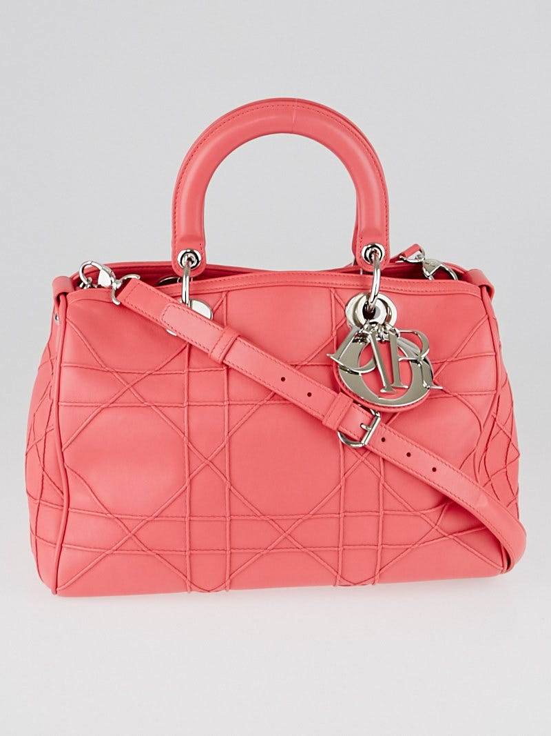 Christian Dior Pink Cannage Quilted Lambskin Leather Granville