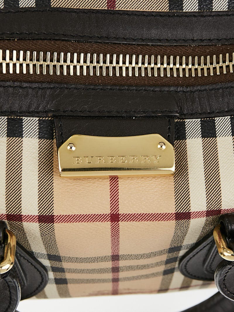 Burberry Chocolate Leather Haymarket Check Coated Canvas Gladstone Bag -  Yoogi's Closet