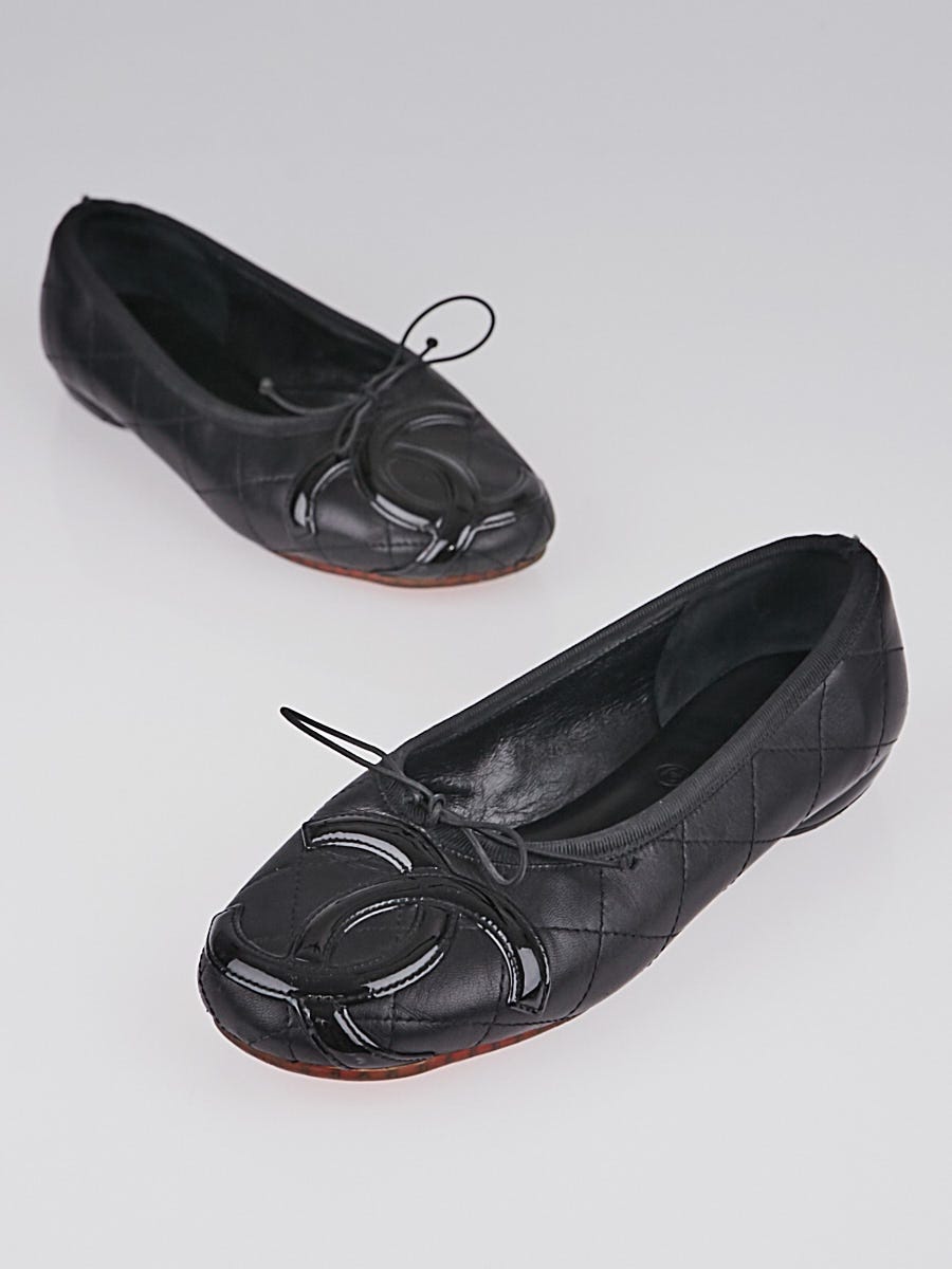 Chanel Black Quilted Cambon Ligne Ballet Flats Size 6.5/37 - Yoogi's Closet