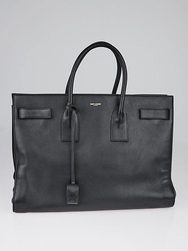 Yves Saint Laurent Black Smooth Leather Large Sac de Jour Bag