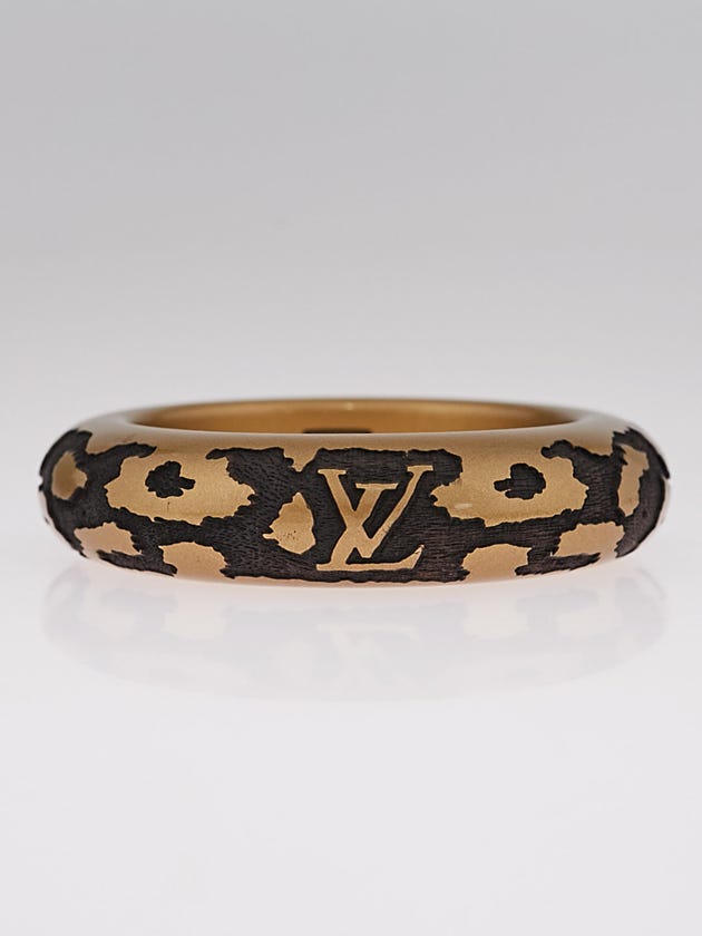 Louis Vuitton Gold Lacquer Wood Leomonogram Bangle Bracelet