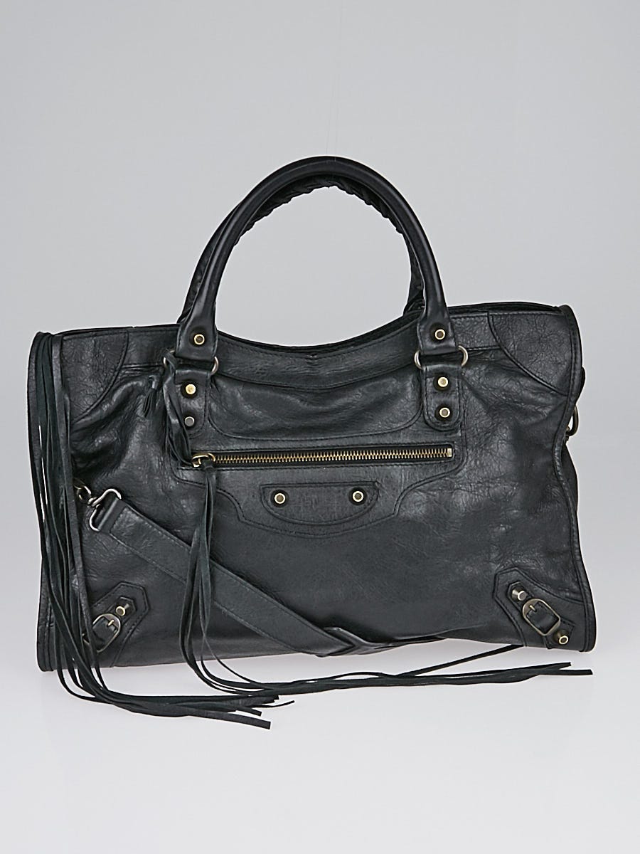 Balenciaga Black Lambskin Leather Motorcycle City Bag | Yoogi's Closet
