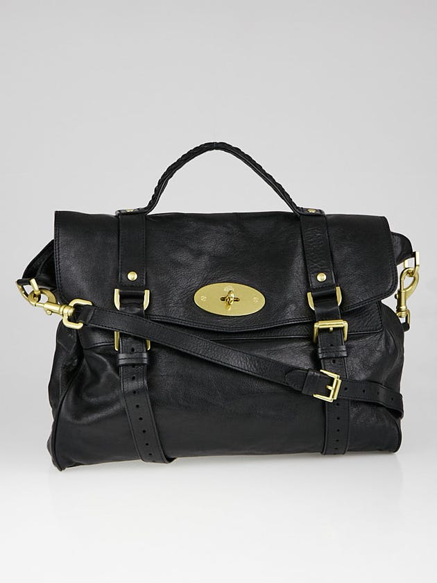 Mulberry Black Soft Buffalo Leather Oversized Alexa Satchel Bag