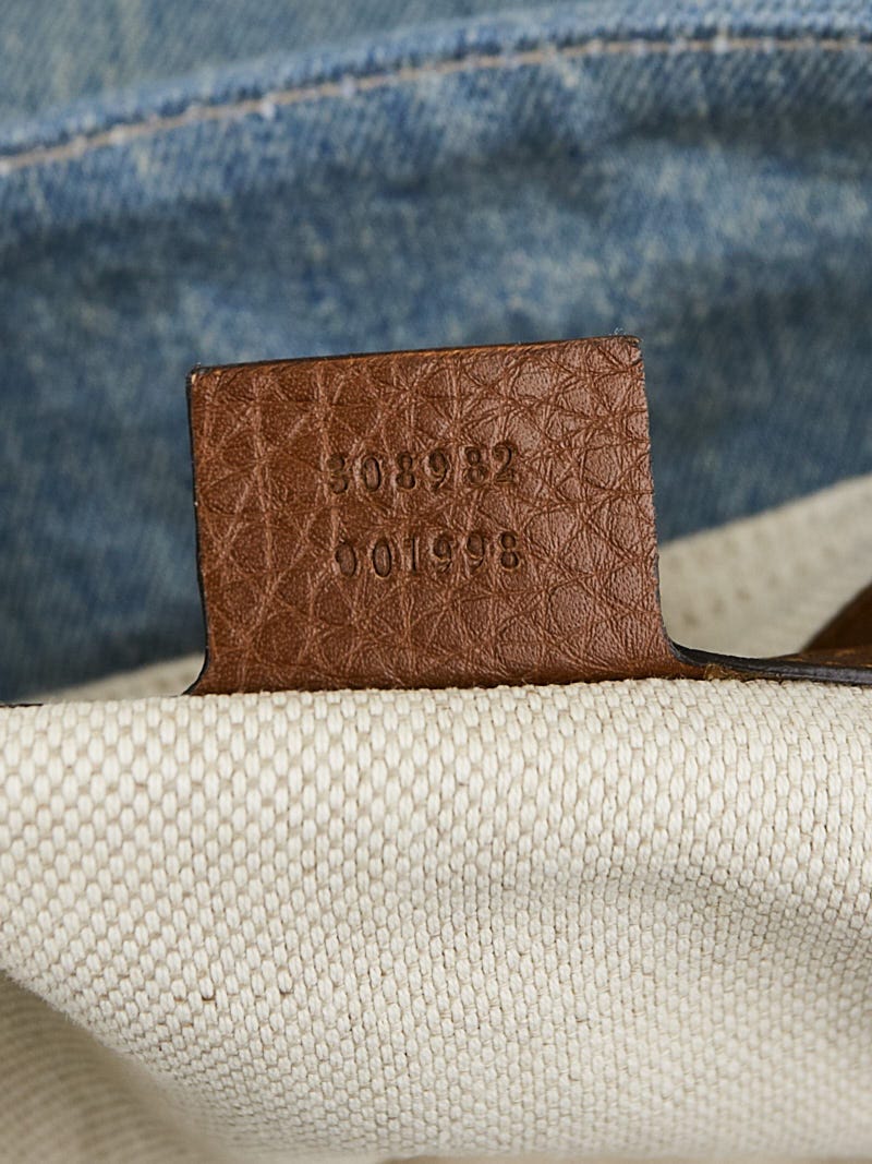Gucci Blue Distressed Denim Soho Chain Tote Bag | Yoogi's Closet