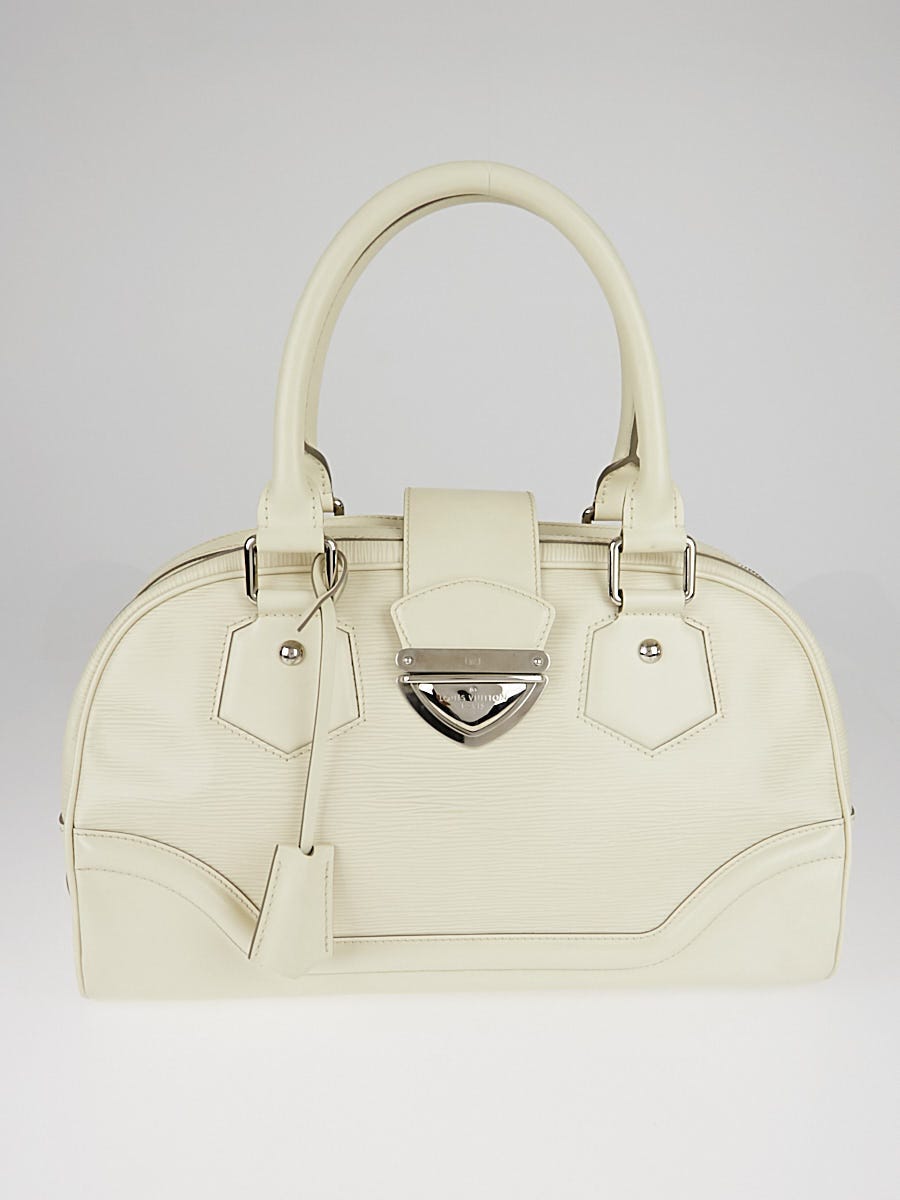 Louis Vuitton White Epi Leather Bowling Montaigne GM Bag - Yoogi's Closet