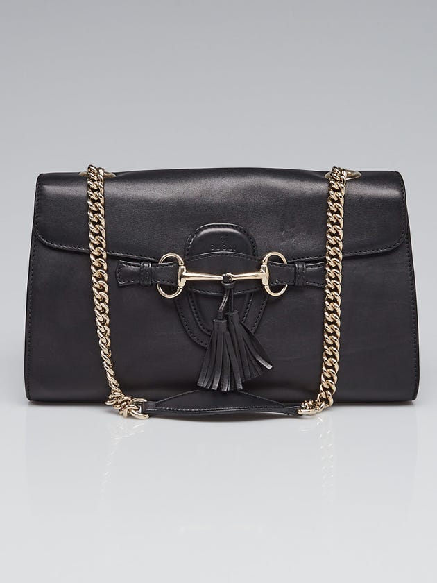 Gucci Black Smooth Leather Medium Emily Chain Shoulder Bag