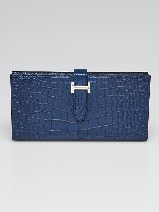 Hermes Bleu de Malte Matte Alligator Bearn Gusset Wallet