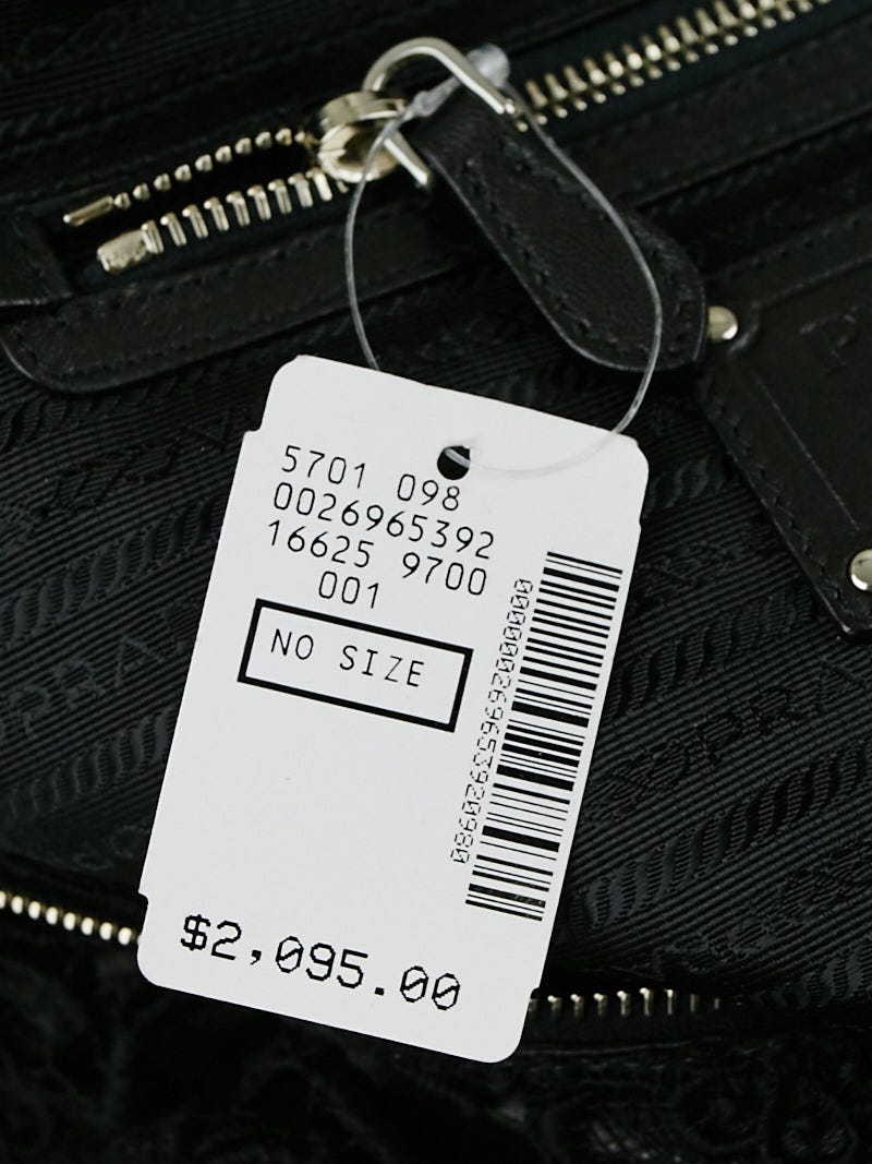 Prada Black Lace and Leather Pizzo S Satchel Bag BL0547 | Yoogi's