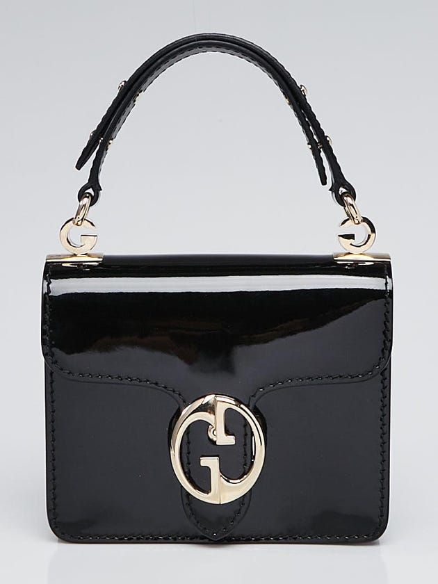 Gucci Black Patent Leather 1973 Small Top Handle Bag