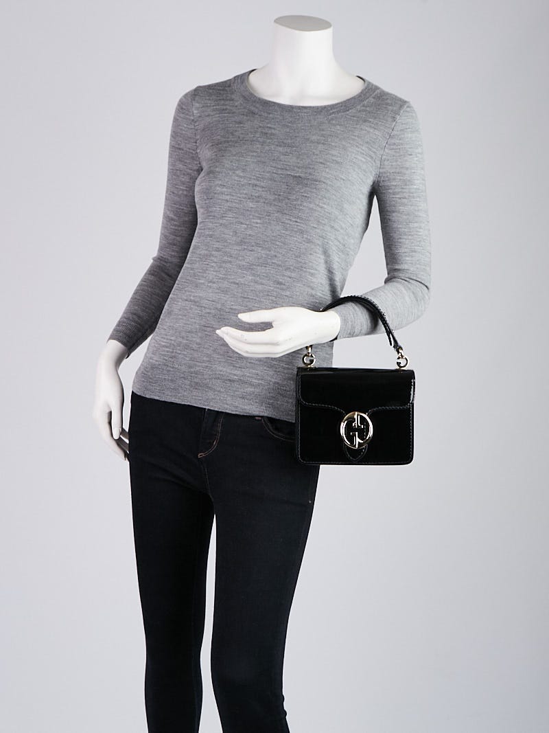 Gucci Black Patent Leather 1973 Small Top Handle Bag | Yoogi's Closet