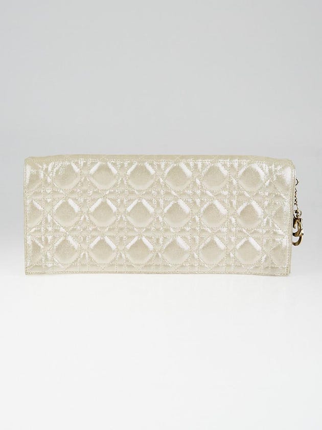 Christian Dior Gold Iridescent Leather Foldover Clutch Bag