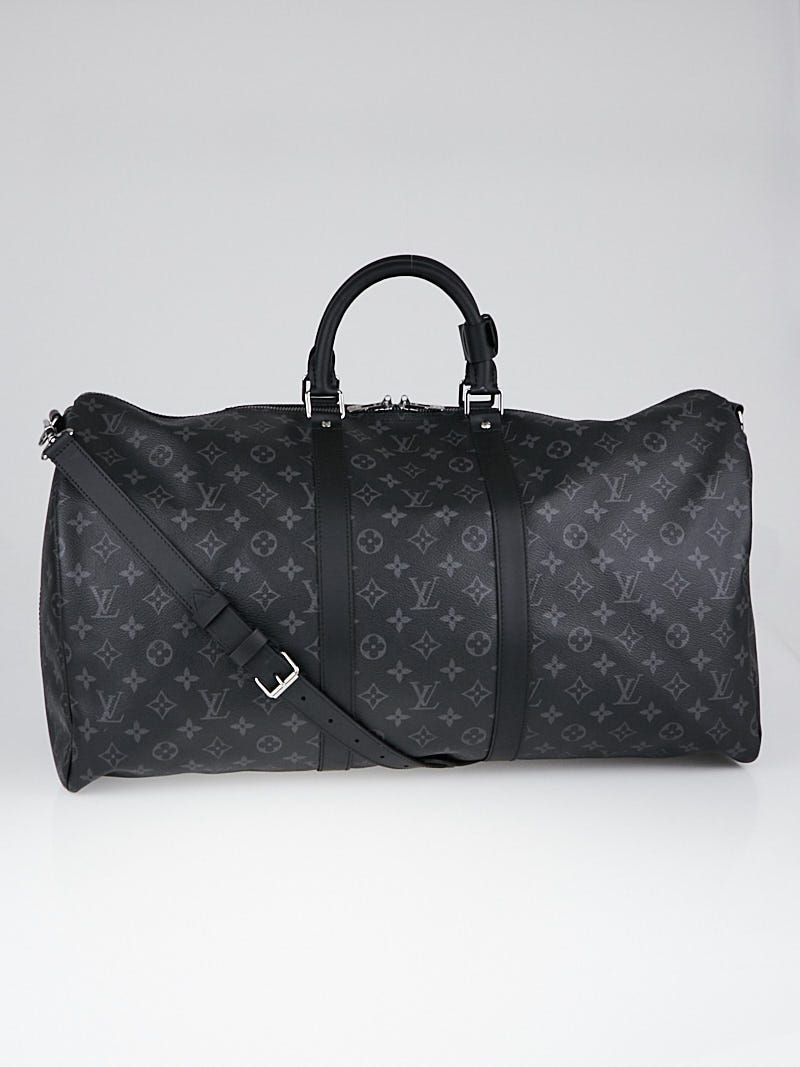 Louis Vuitton Black Monogram Eclipse Keepall Bandouliere 55 Duffle Bag  Strap