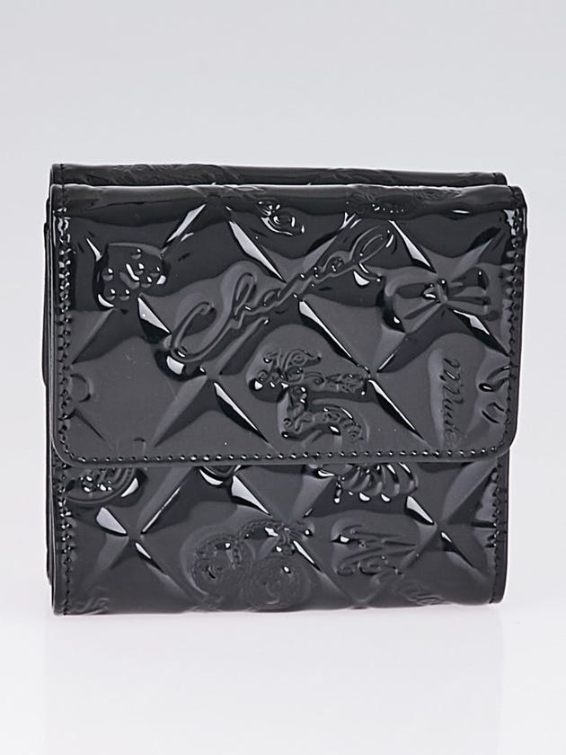 Chanel Black Patent Leather Lucky Symbols Compact Wallet