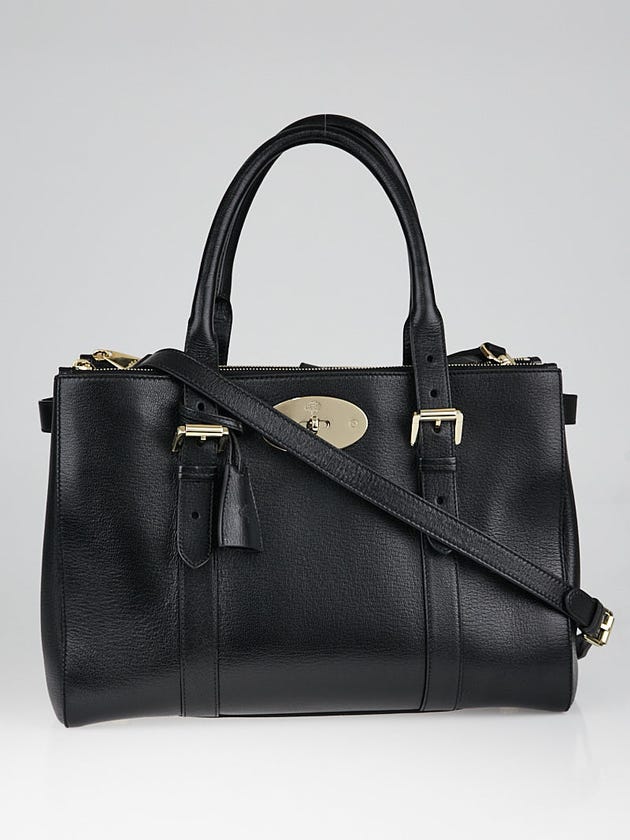 Mulberry Black Shiny Goat Leather Bayswater Double Zip Tote Bag