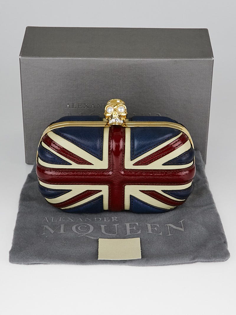 Alexander McQueen Red/Blue Patent Leather Britannia Skull Box
