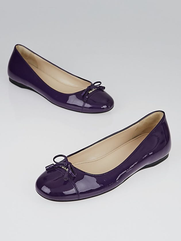 Prada Purple Patent Leather Cap Toe Ballet Flats Size 6.5/37