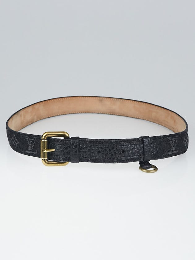 Louis Vuitton Black Monogram Denim Belt Size 90/36