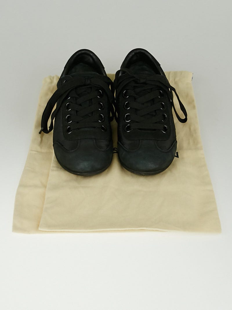 Louis Vuitton Black Monogram Satin and Suede Leather Sneakers Size