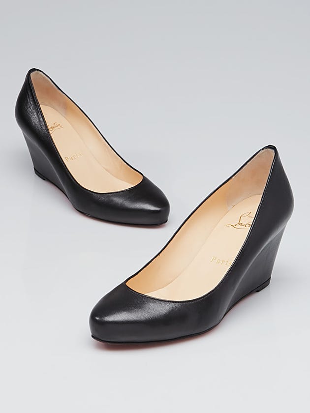 Christian Louboutin Black Leather Melisa 70 Wedges Size 5/35.5