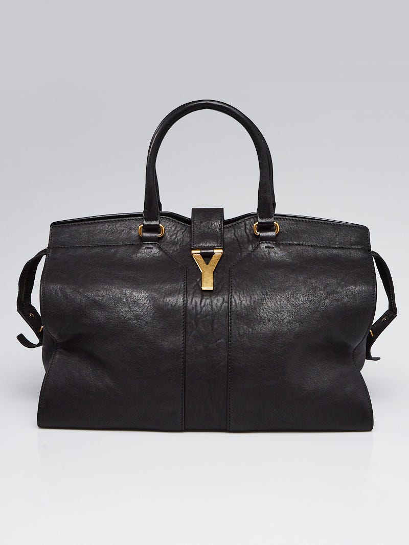 Yves Saint Laurent Black Leather Large Cabas ChYc Bag