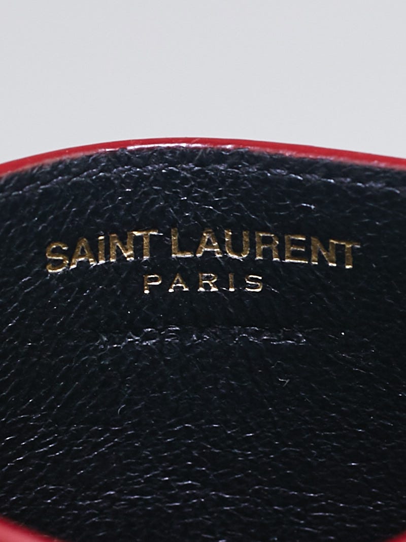 Yves Saint Laurent Red Chevron Quilted Leather Card Holder - Yoogi's Closet