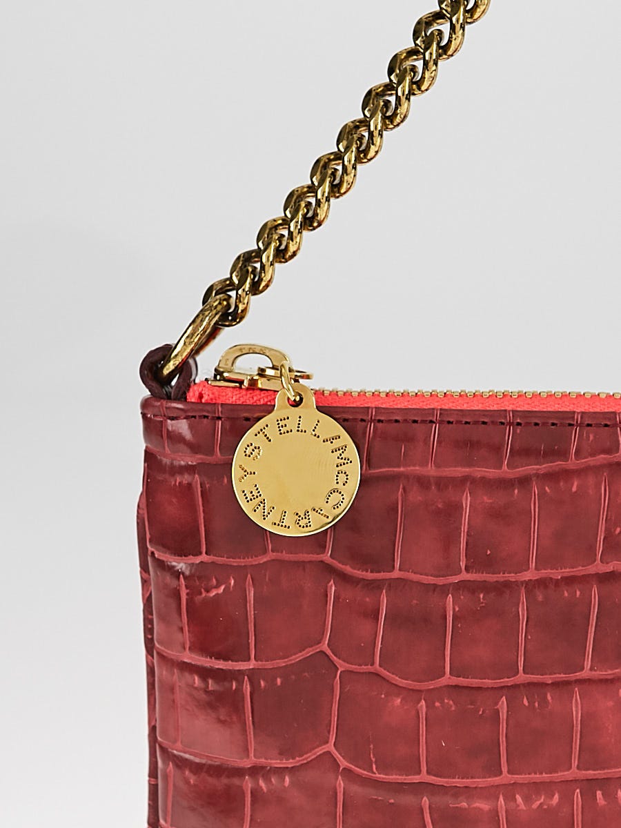 ショルダーバッグ・ポシェット Stella Mccartney Textured Red Shoulder Bag With Chain-Link Stella Mccartney Textured Red Shoulder Bag With Chain-link