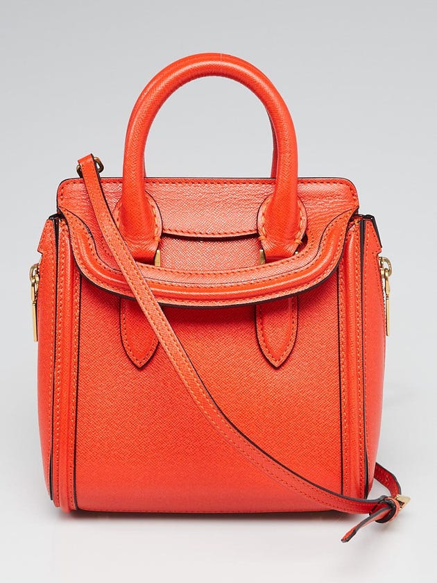 Alexander McQueen Poppy Red Textured  Leather Mini Heroine Bag