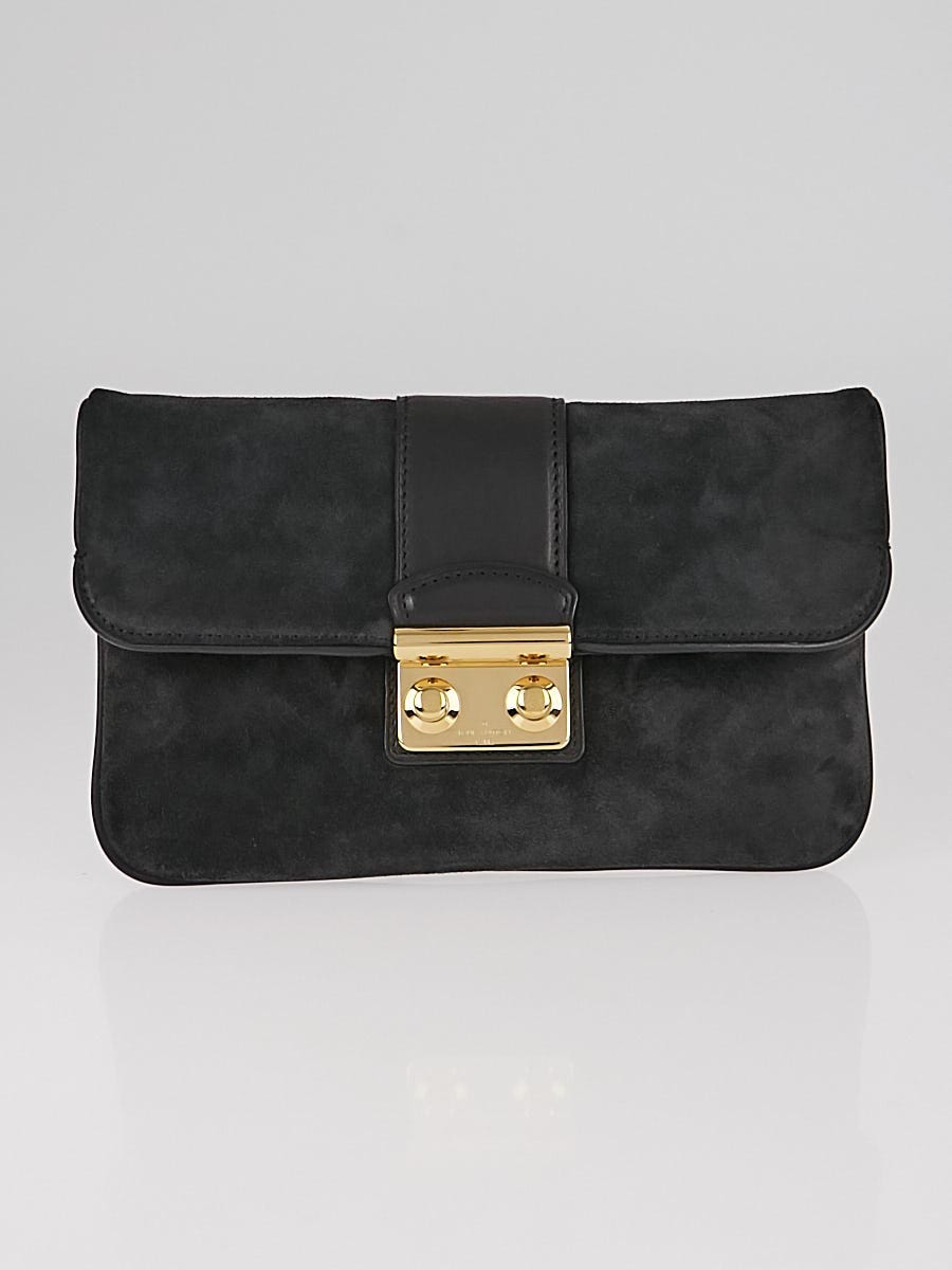 Louis Vuitton Black Suede Slim Sofia Coppola Clutch Bag - Yoogi's Closet