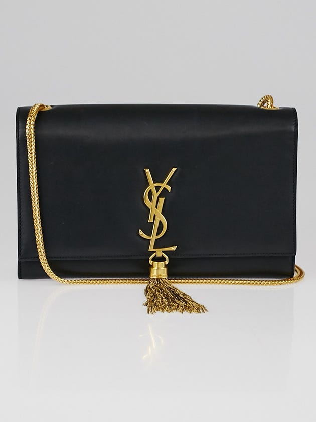 Yves Saint Laurent Black Calf Leather Medium Cassandre Tassel Bag