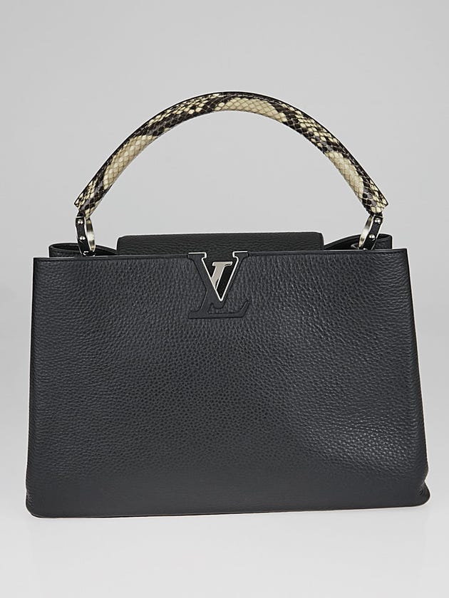 Louis Vuitton Black Taurillon Leather and Python Capucines MM Bag