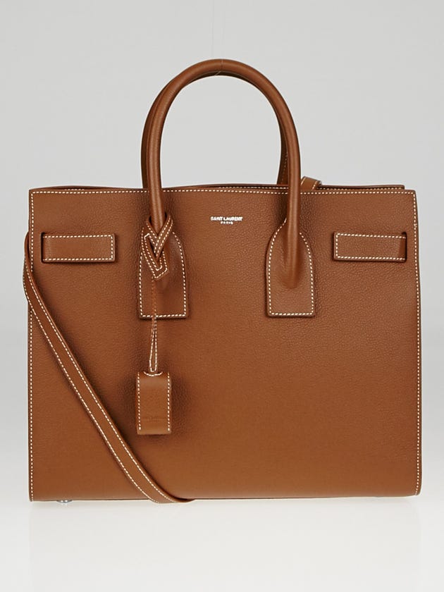 Yves Saint Laurent Brown Pebbled Leather Small Sac de Jour Tote Bag