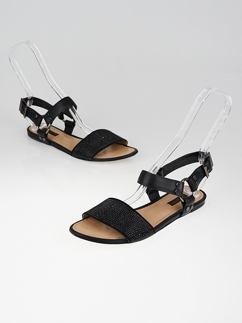 Louis Vuitton Black Leather Backstage Flat Sandals Size 9.5/40
