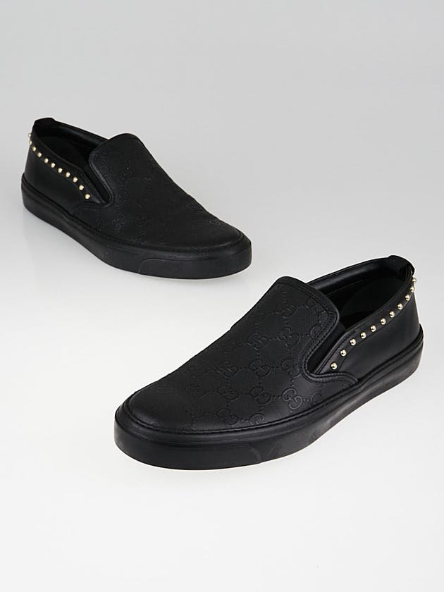 Gucci Black GG Leather Studded Board Slip-On Sneakers Size 9/39.5