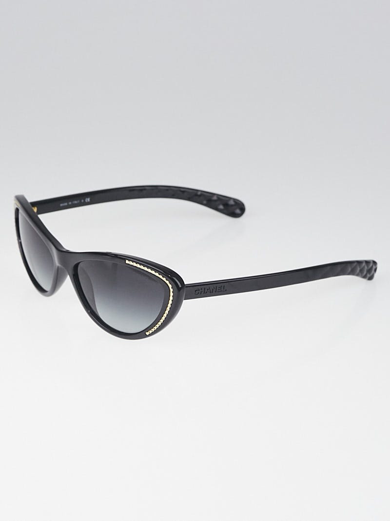 シャネルサングラス6039 Chanel Black Frame Gradient Tint Cat-Eye Chain Sunglasses