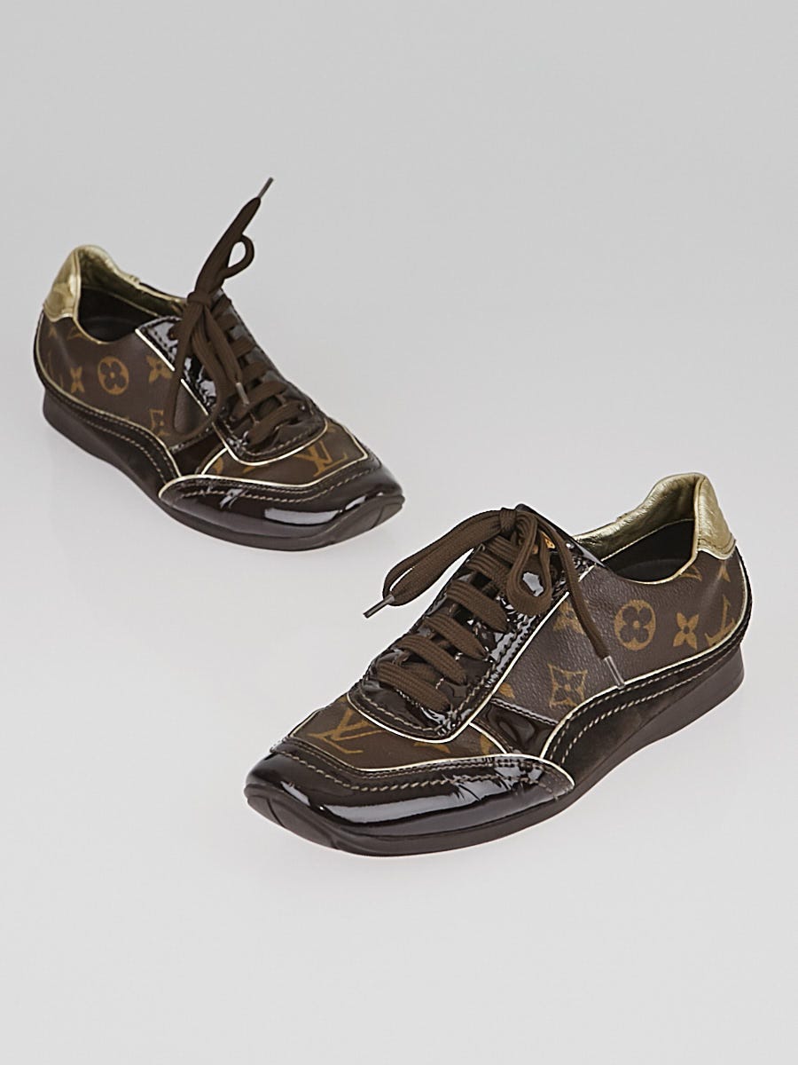 Louis Vuitton Monogram Canvas and Patent Leather Globe Trotter Sneakers  Size 6/36.5 - Yoogi's Closet