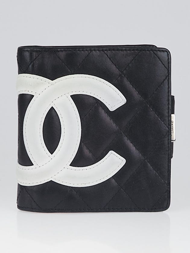 Chanel Black/White Quilted Ligne Cambon Bifold Compact Wallet