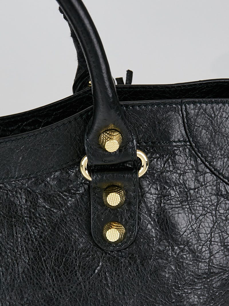 Balenciaga Black Lambskin Leather Giant 12 Gold Motorcycle