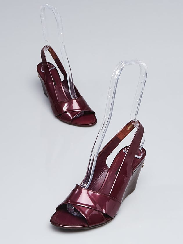 Louis Vuitton Violette Patent Leather Slingback Wedges Size 6/36.5