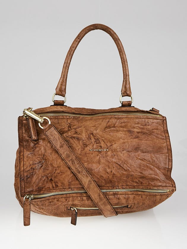 Givenchy Brown Wrinkled Sheepskin Leather Large Pandora Bag