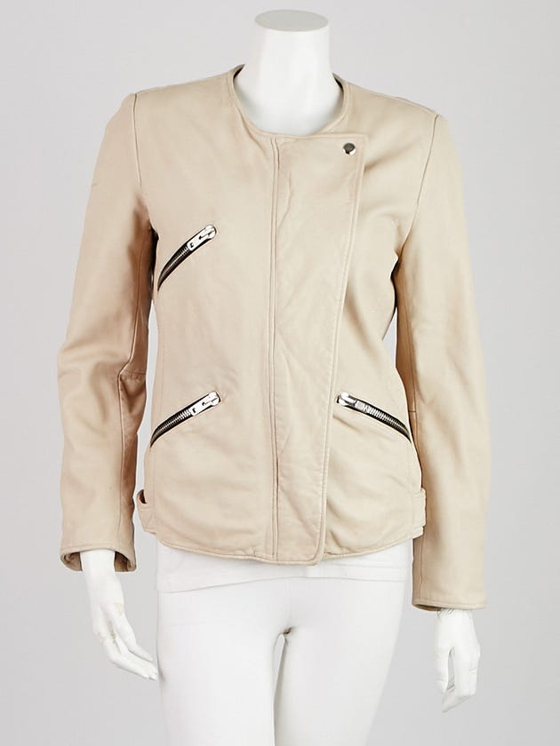 Isabel Marant Off-White Lambskin Leather Motorcycle Jacket Size 6/38