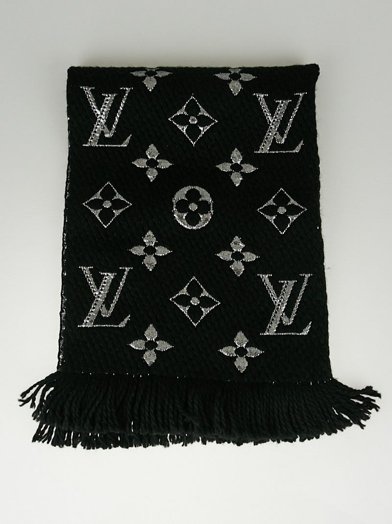 Louis Vuitton Black Wool/Silk Logomania Scarf - Yoogi's Closet
