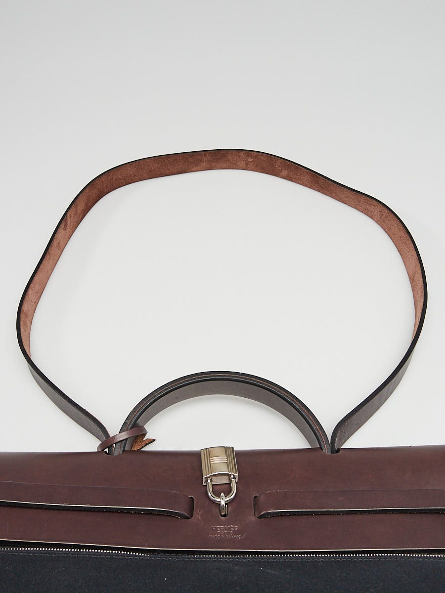 Hermes Black/Cacao Canvas and Leather Herbag Zip 39 Bag at 1stDibs