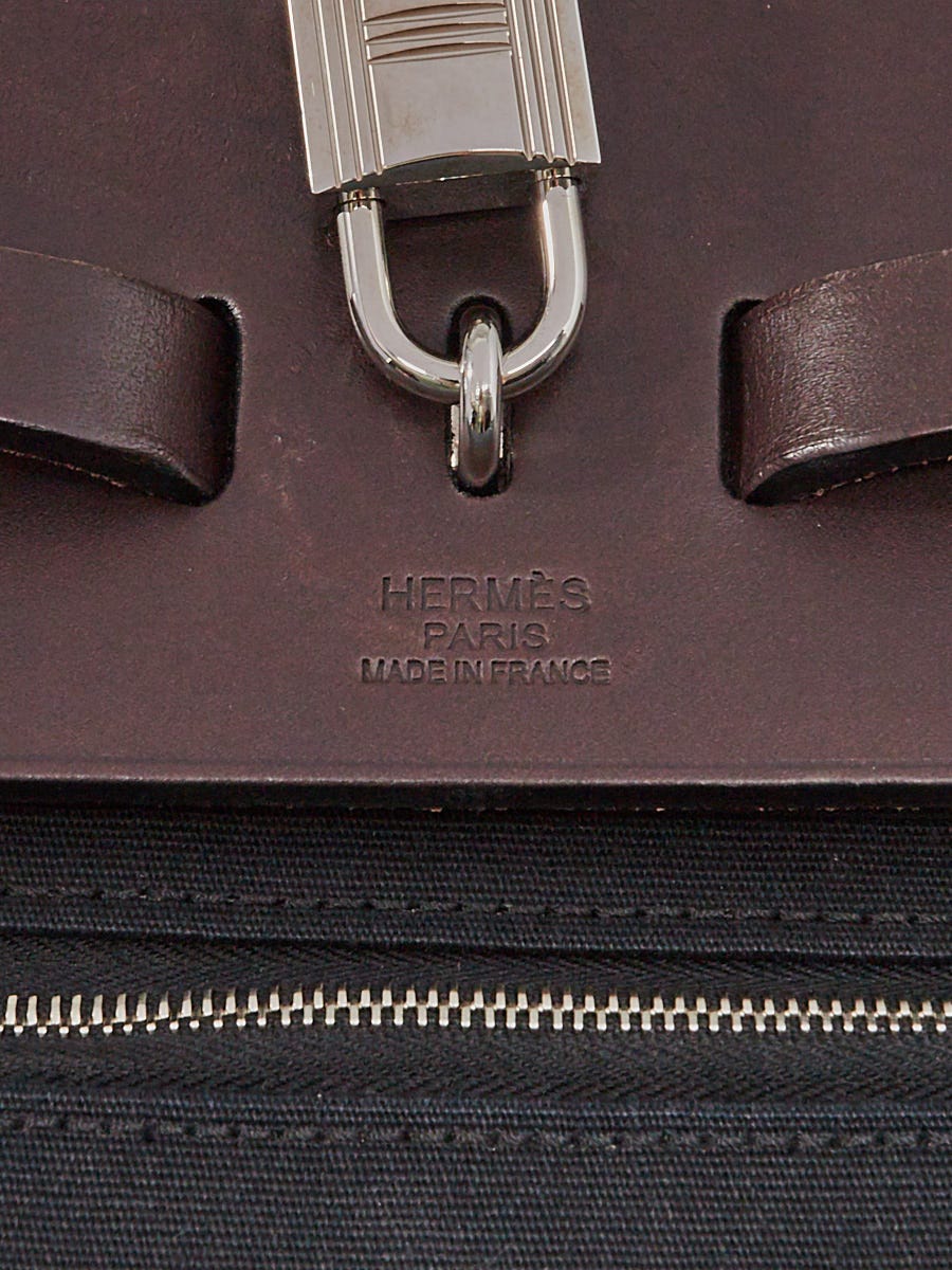Hermes Ebene/Black Canvas and Leather Herbag Zip 39 Bag