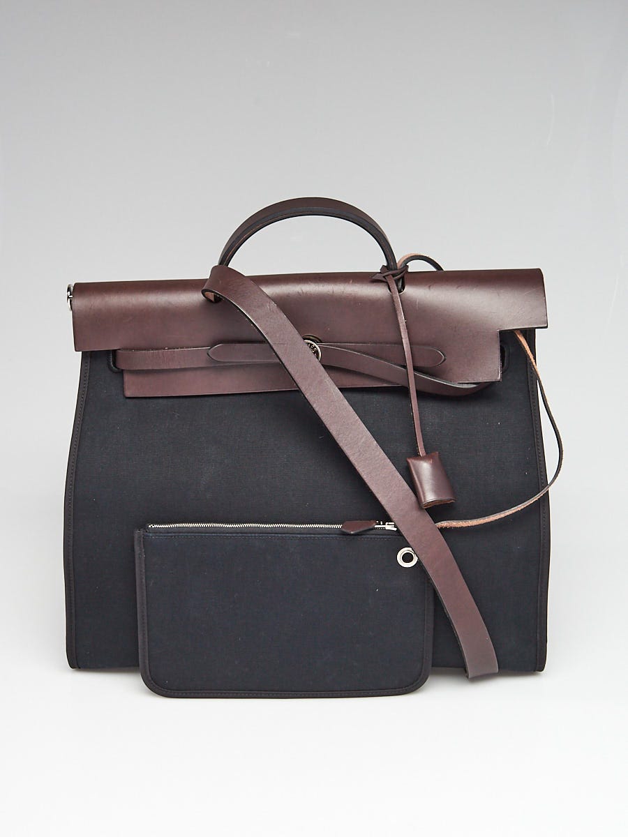 Hermes Ebene/Black Canvas and Leather Herbag Zip 39 Bag Hermes