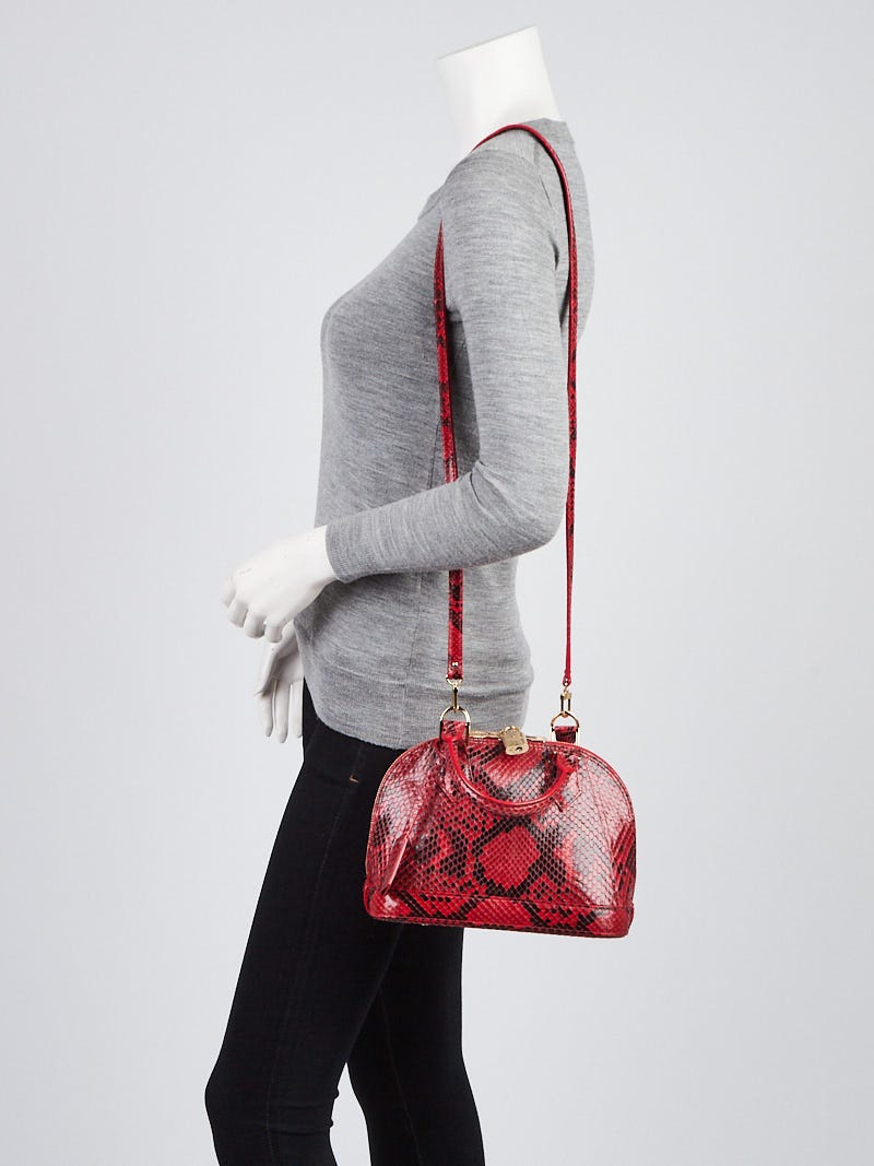Louis+Vuitton+Alma+Fabric+Interior+Shoulder+Bag+BB+Red+Leather for sale  online