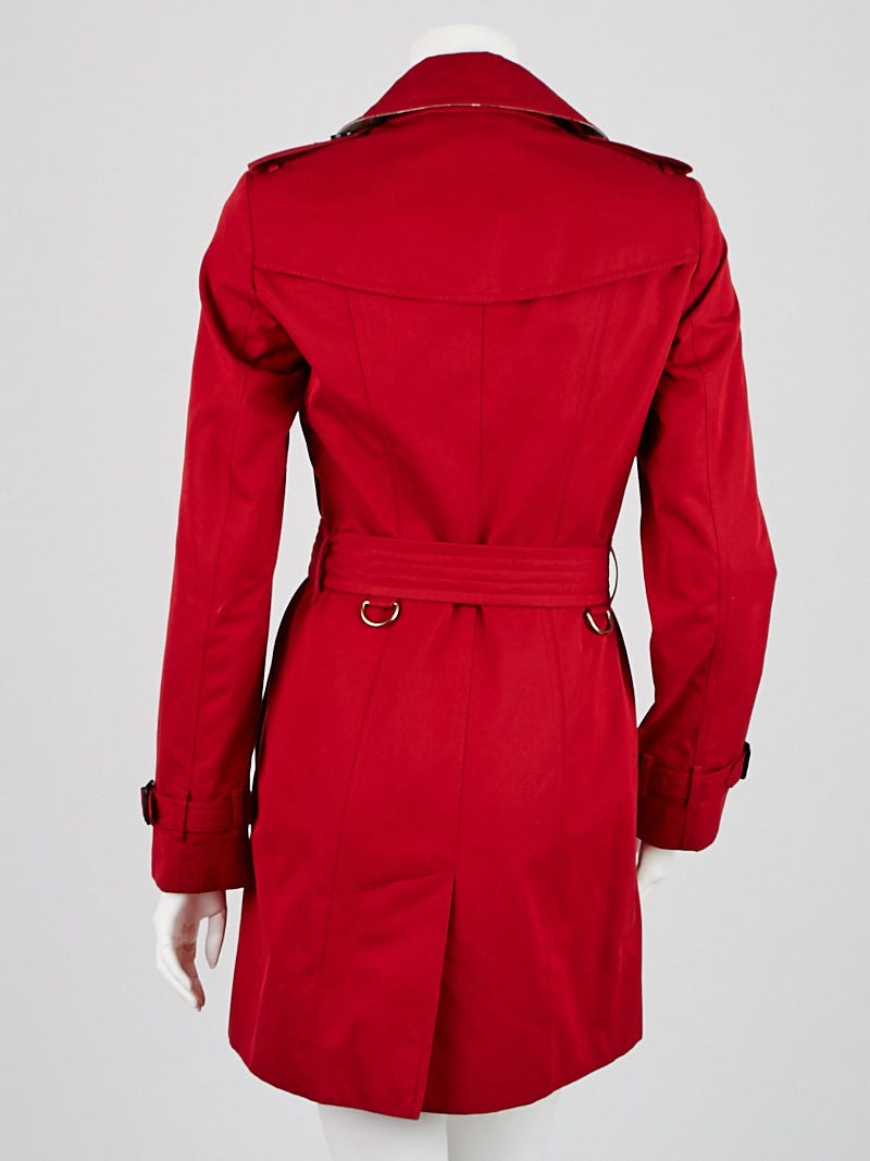 Burberry London Red Cotton Mid-Length Sandringham Trench Coat Size